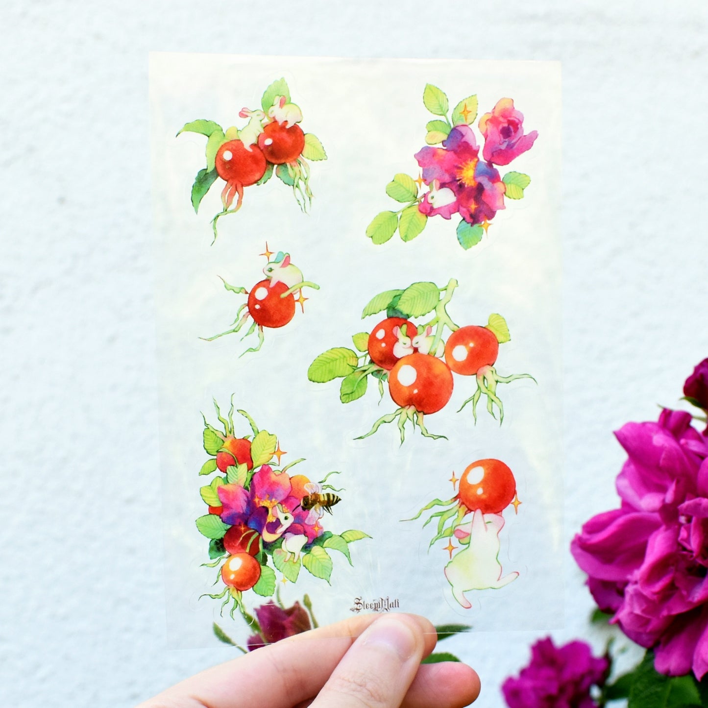 Rosehip Buns - A6 sticker sheet
