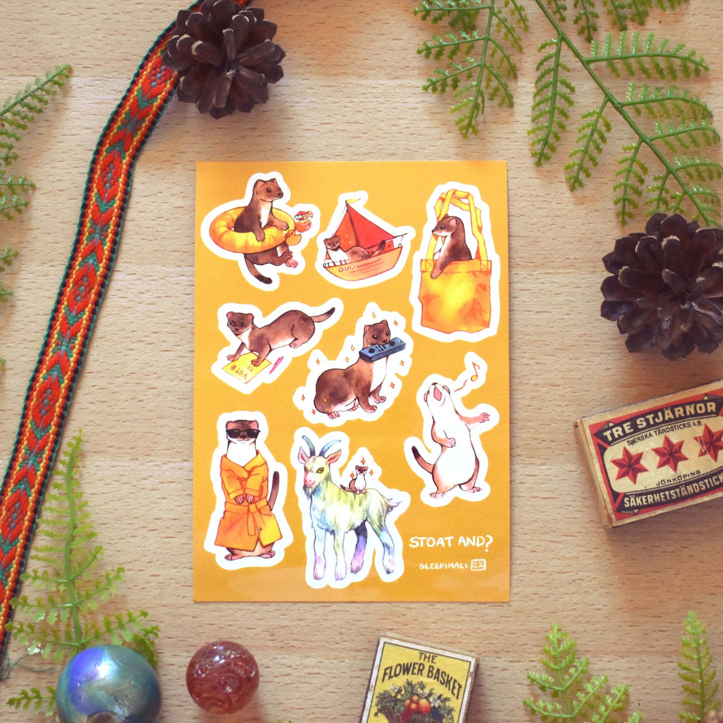 Stoat and A6 sticker sheet