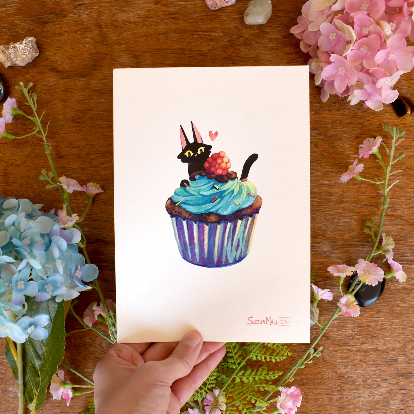 Cupcake Kitty - Original Watercolour Painting