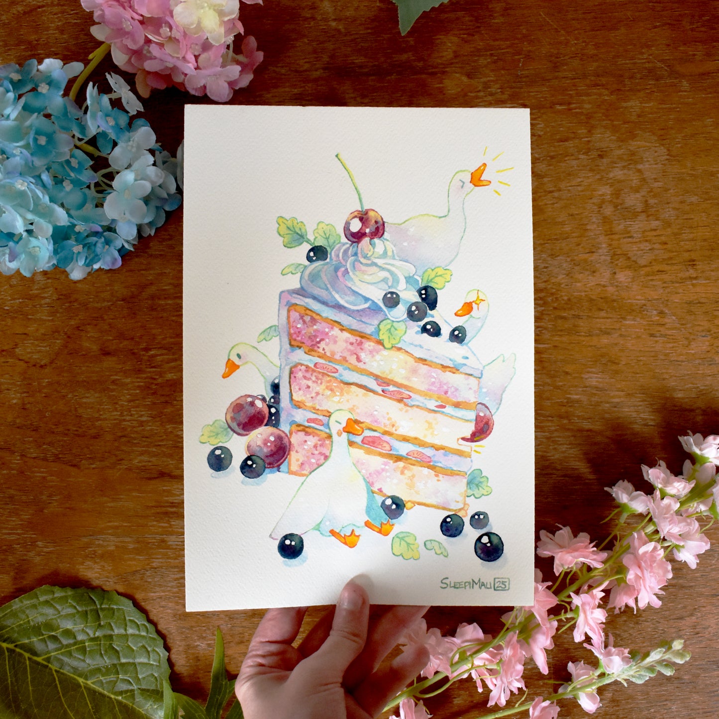 Honkering for Cake - Original Watercolour Painting