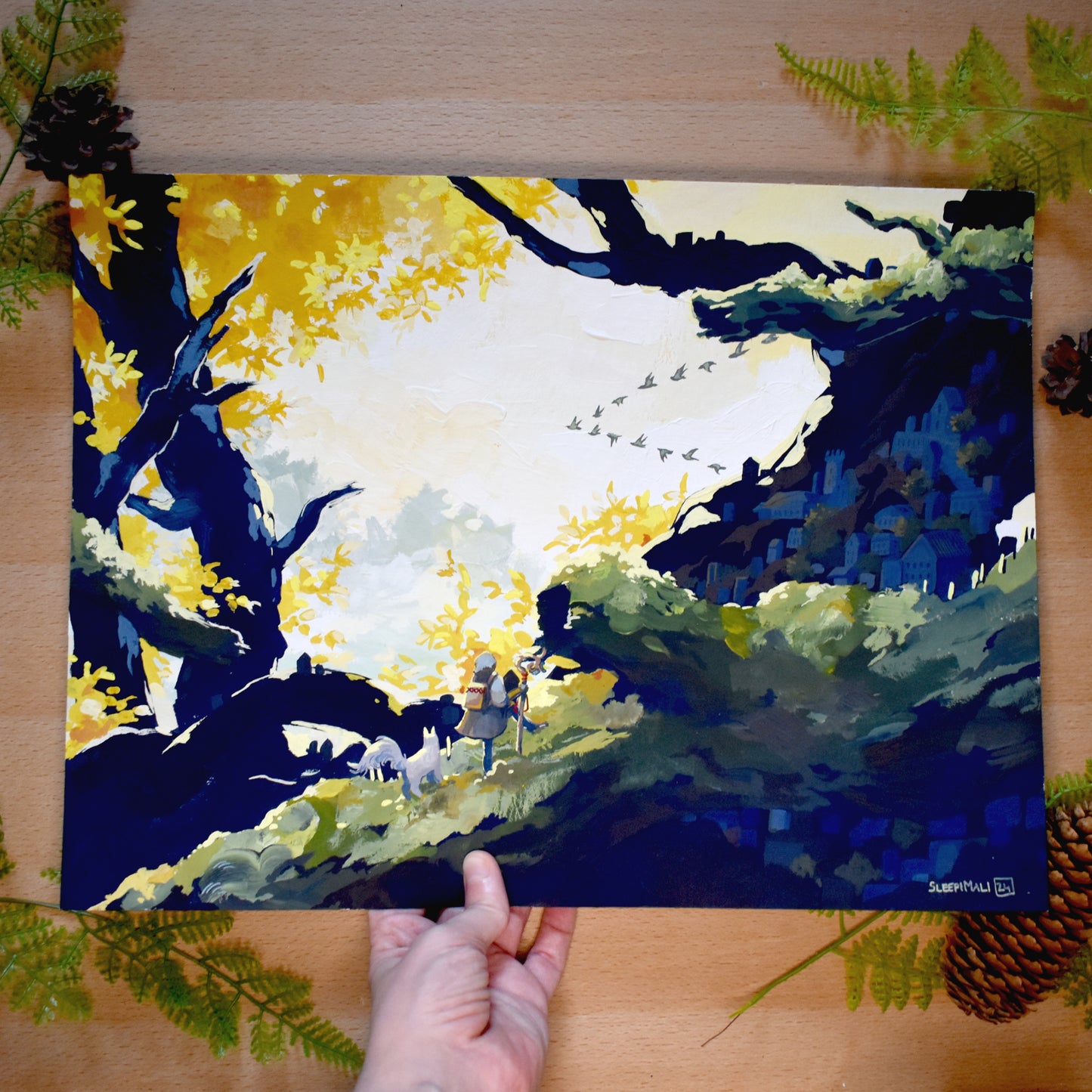 Autumn Journey - Original Gouache Painting