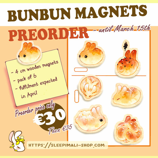*PREORDER* - Bunbun Fridge Magnets - Pack of 6