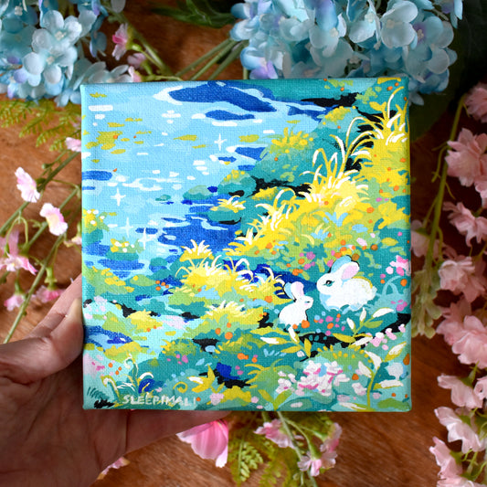 Riverside - Original posca artwork on canvas