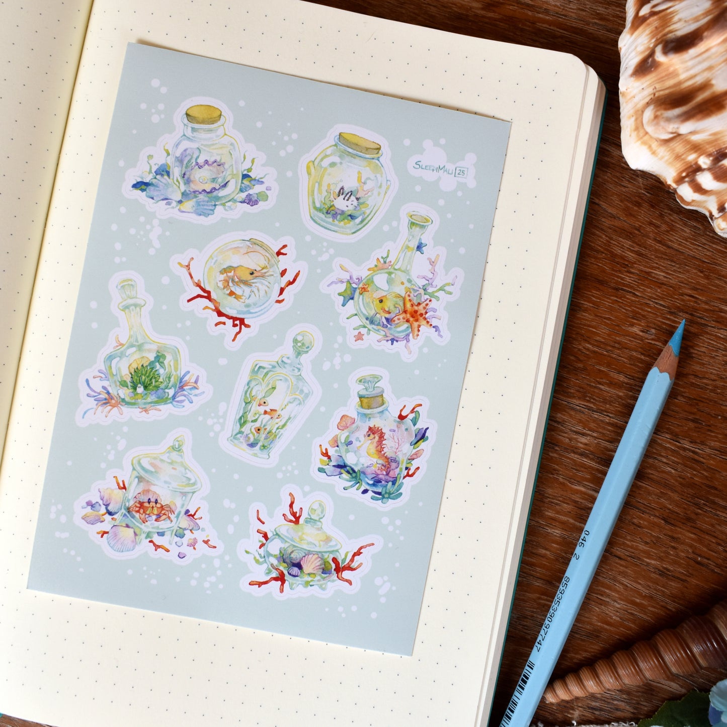 Bottled Ocean A6 sticker sheet