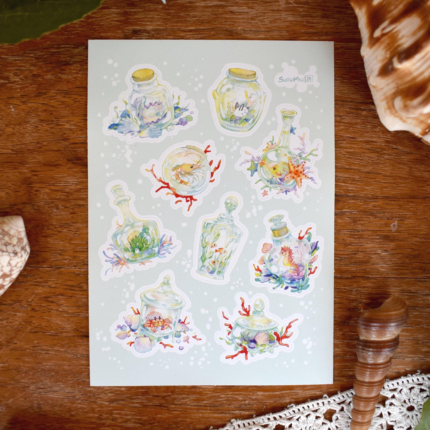 Bottled Ocean A6 sticker sheet