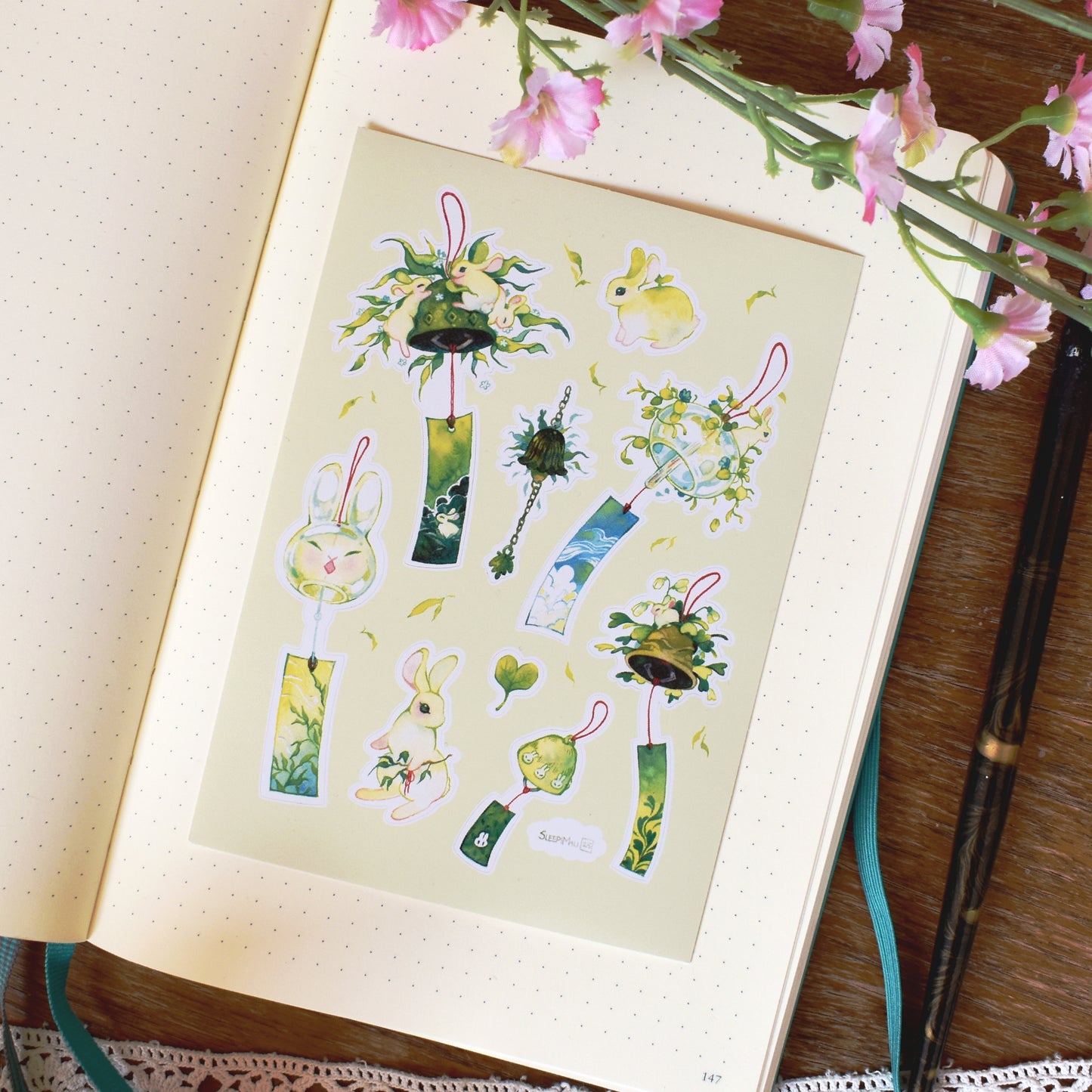 Wind Chime Time A6 sticker sheet