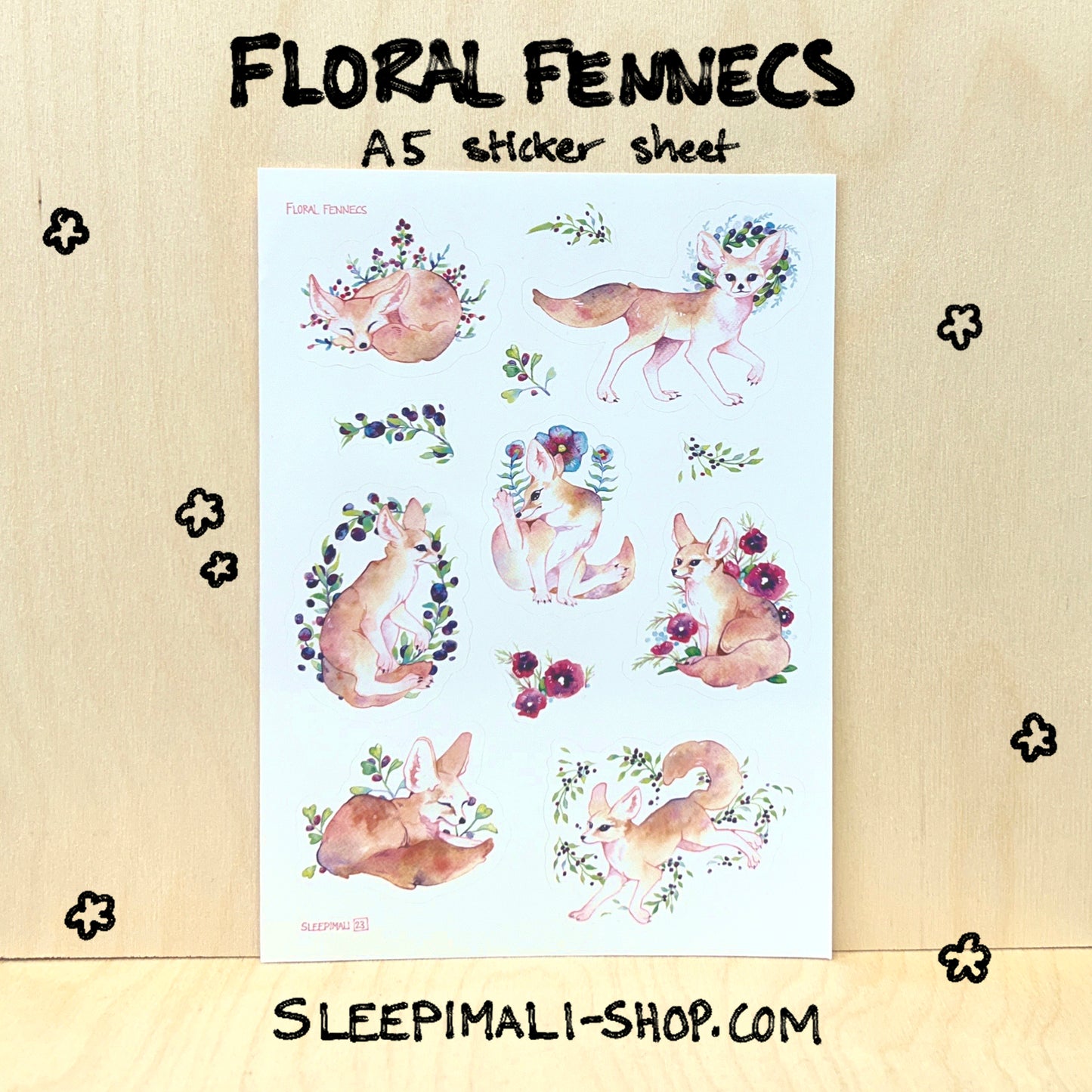 Floral Fennecs Sticker Sheet