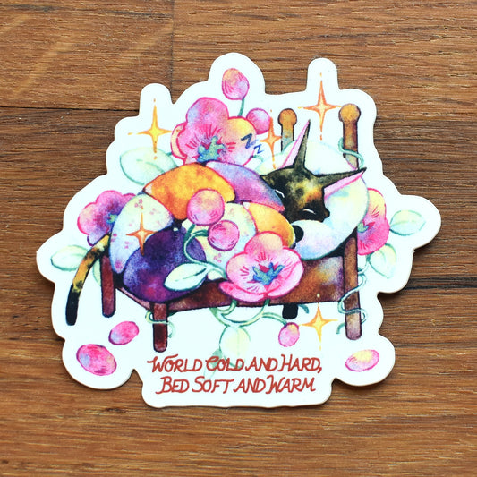 World Cold and Hard Bed Soft and Warm sticker