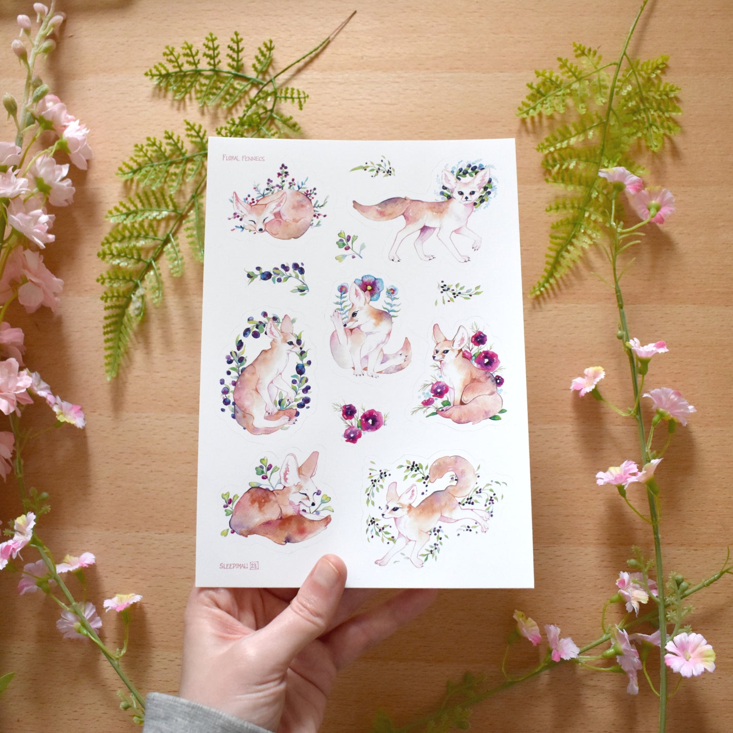 Floral Fennecs Sticker Sheet